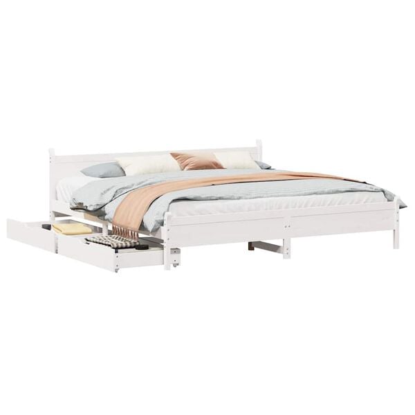 vidaXL Cadre de lit sans matelas blanc 180x200 cm bois massif de pin