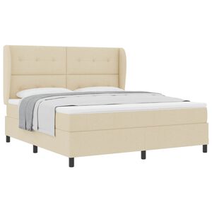 vidaXL Lit &agrave; ressorts avec matelas Cr&egrave;me 180 x 200 cm tissu