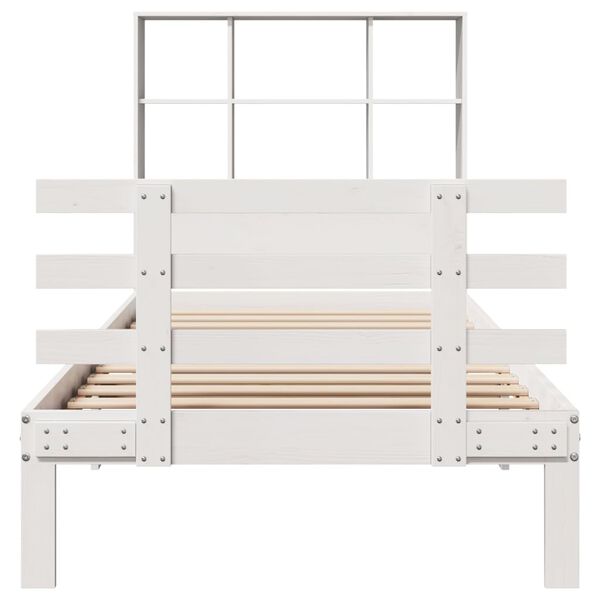 vidaXL Lit biblioth&egrave;que sans matelas blanc 90x190cm bois de pin massif