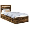 vidaXL Cadre de lit avec tiroir Ch&ecirc;ne fum&eacute; 75 x 190 cm Bois Ing&eacute;nierie