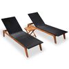 vidaXL Chaises longues lot de 2 et table R&eacute;sine tress&eacute;e et Bois acacia