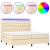 vidaXL Sommier &agrave; lattes de lit et matelas et LED Cr&egrave;me 200x200cm Tissu