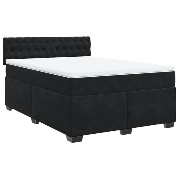 vidaXL Sommier &agrave; lattes de lit avec matelas Noir 140x200 cm Velours