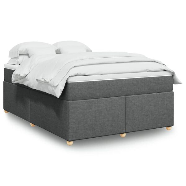 vidaXL Sommier &agrave; lattes de lit avec matelas Gris fonc&eacute; 140x190cm Tissu
