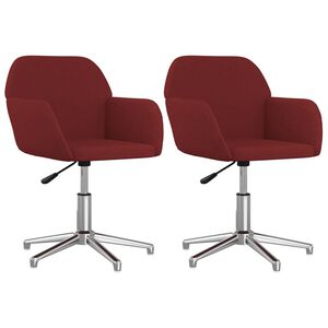 vidaXL Chaises pivotantes &agrave; manger lot de 2 Rouge bordeaux Tissu