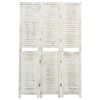 vidaXL Cloison de s&eacute;paration 3 panneaux Blanc antique 105x165 cm Bois