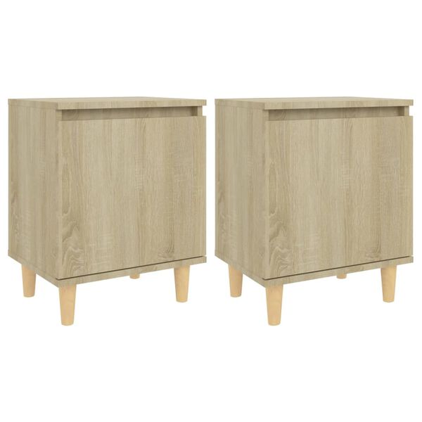 vidaXL Tables de chevet pieds en bois 2 pcs Chêne sonoma 40x30x50 cm