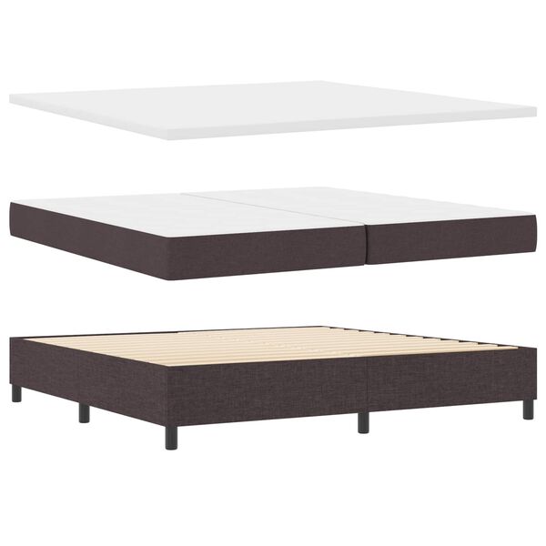 vidaXL Lit &agrave; ressorts avec matelas Marron fonc&eacute; 200 x 200 cm tissu