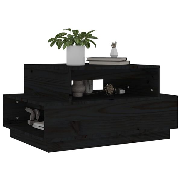 vidaXL Table basse Noir 80x55x40,5 cm Bois massif de pin