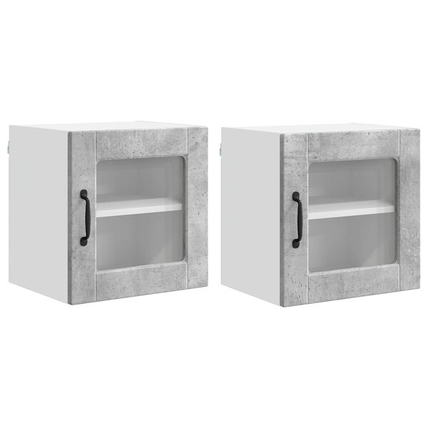 vidaXL Armoire de cuisine avec porte 2 pcs Gris b&eacute;ton 40 x 31 x 40 cm
