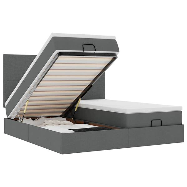 VidaXL Cadre de lit ottoman avec matelas gris fonc&eacute; 200x200cm tissu
