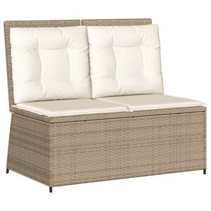 vidaXL Banc de jardin avec coussin Beige Poly rotin