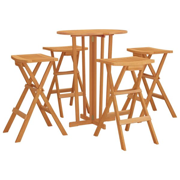 vidaXL Ensemble de bar pliable 5 pcs Bois de teck massif