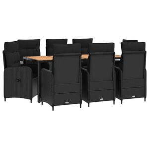 vidaXL Ensemble de repas ext&eacute;rieur 9 pc Noir