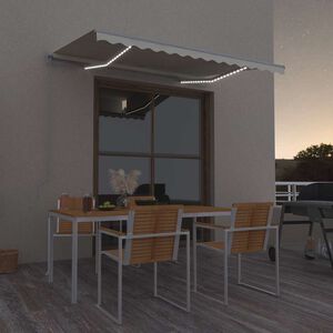 vidaXL Auvent manuel r&eacute;tractable avec LED 300x250 cm Cr&egrave;me