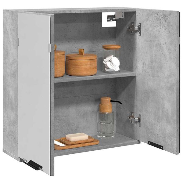 vidaXL Armoire à miroir de salle de bain gris béton bois d'ingénierie