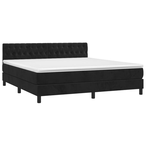 vidaXL Sommier &agrave; lattes de lit avec matelas et LED Noir 160x200 cm