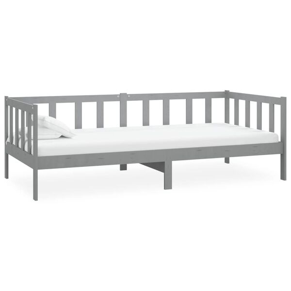 vidaXL Lit de repos avec matelas 90x200 cm Gris Bois de pin massif