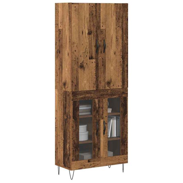 vidaXL Haut Armoire 2 pcs Bois ancien Bois d'ing&eacute;nierie et verre