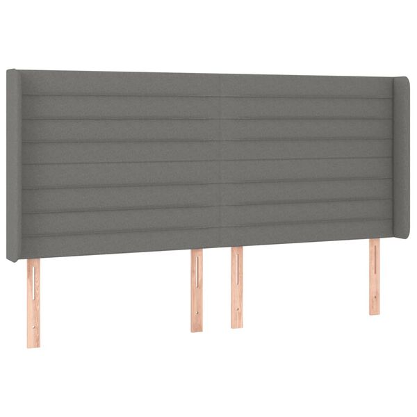 vidaXL T&ecirc;te de lit &agrave; LED Gris fonc&eacute; 163x16x118/128 cm Tissu