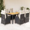 vidaXL Ensemble &agrave; manger de jardin coussins 7pcs Noir R&eacute;sine tress&eacute;e