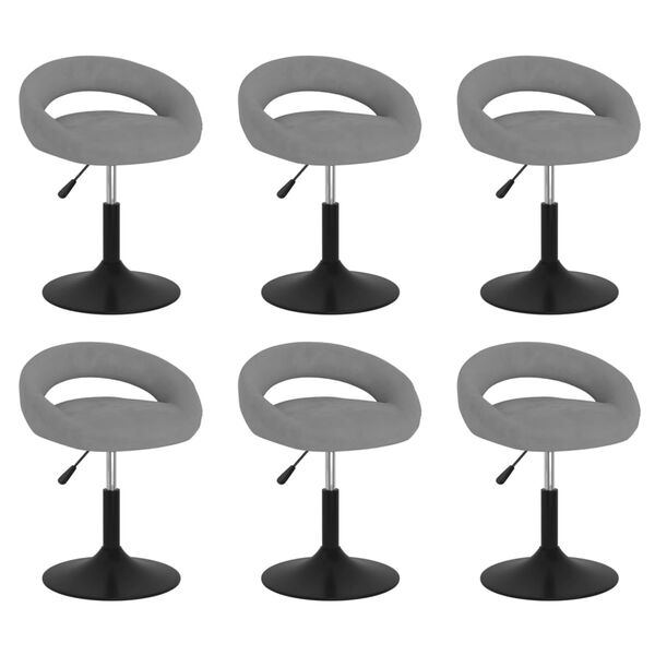 vidaXL Chaises pivotantes &agrave; manger lot de 6 gris velours