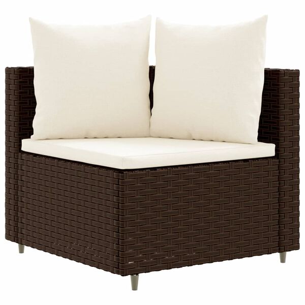 vidaXL Salon de jardin 4 pcs avec coussins marron r&eacute;sine tress&eacute;e