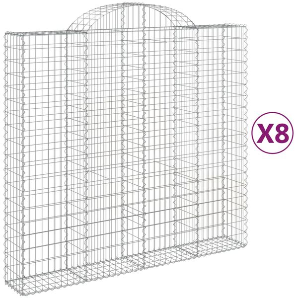 vidaXL Paniers à gabions arqués 8 pcs 200x50x180/200 cm Fer galvanisé