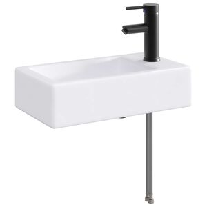 vidaXL Lavabo de salle de bain avec robinet et &eacute;vacuation Noir Mat