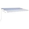 vidaXL Auvent r&eacute;tractable automatique avec poteaux 5x3 m Bleu et blanc