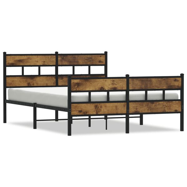 vidaXL Cadre de lit en m&eacute;tal sans matelas ch&ecirc;ne fum&eacute; 150x200 cm