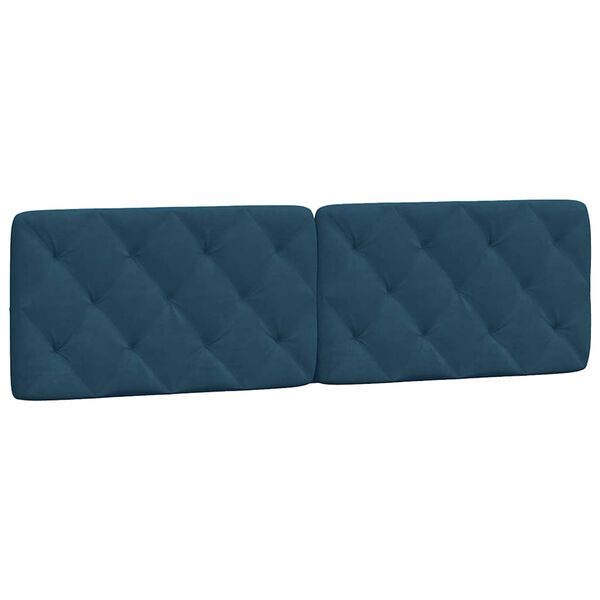 vidaXL Coussin de t&ecirc;te de lit bleu 180 cm velours