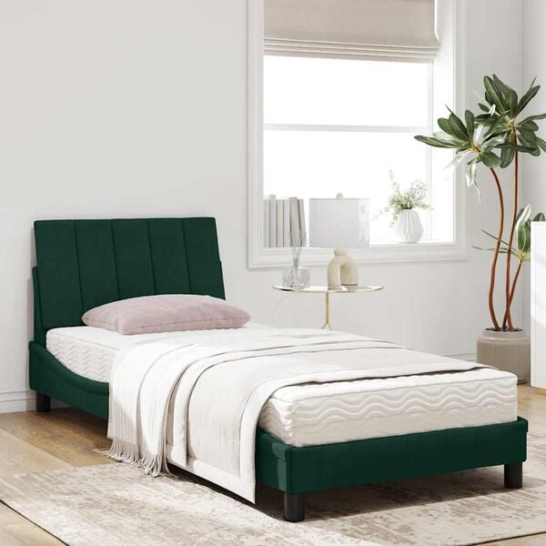 vidaXL Lit avec matelas Hanko vert fonc&eacute; 90x200 cm velours