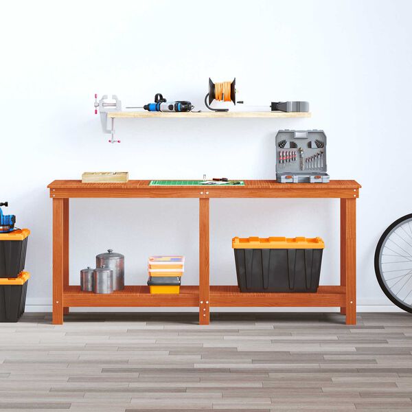 vidaXL &Eacute;tabli avec &eacute;tag&egrave;re Brun Cir&eacute; 180 x 50 x 80 cm Pin massif