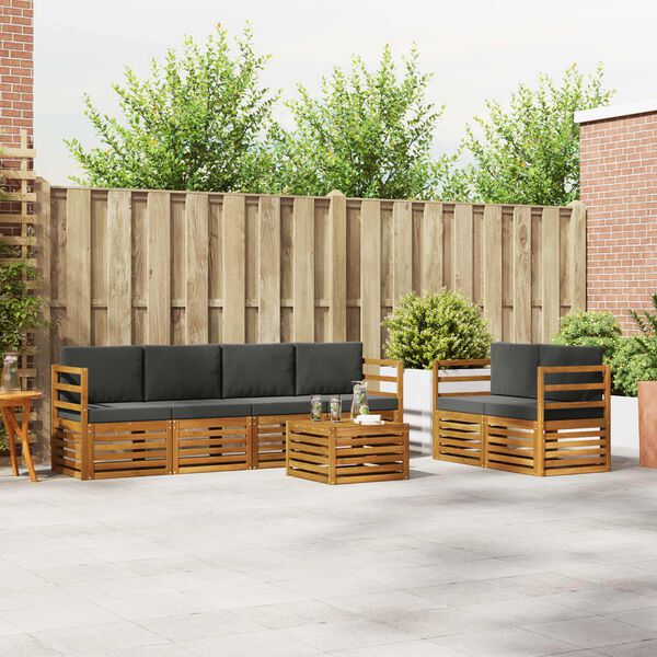 vidaXL Ensemble de canap&eacute;s d'ext&eacute;rieur 7 pcs Naturel et Anthracite