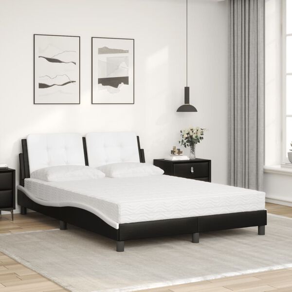 vidaXL Cadre de lit sans matelas Zadar noir et blanc 140x190 cm similicuir