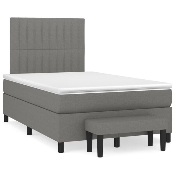 vidaXL Sommier &agrave; lattes de lit avec matelas gris fonc&eacute; 120x190cm tissu