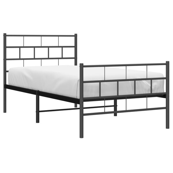 vidaXL Cadre de lit métal sans matelas avec pied de lit noir 75x190 cm
