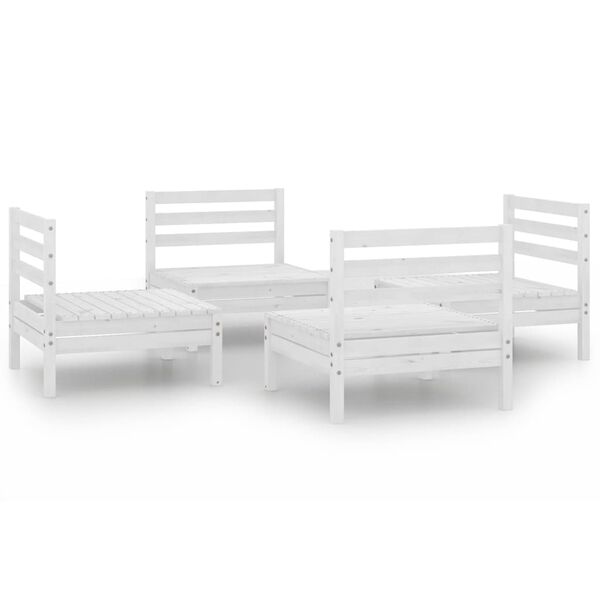 vidaXL Salon de jardin 4 pcs Blanc Bois de pin massif