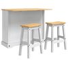 vidaXL Ensemble Cuisine &Icirc;lot 3 pc Blanc et Cire de Miel Pin massif