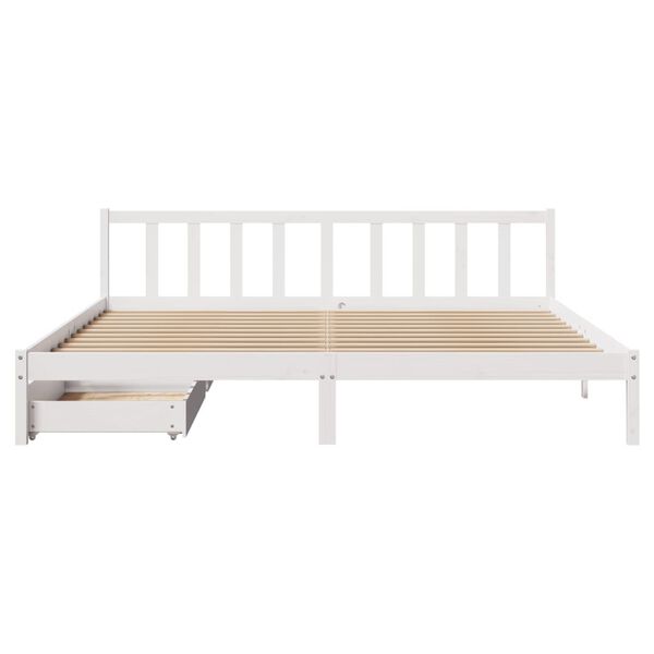 vidaXL Cadre de lit sans matelas blanc 200x200 cm bois massif de pin