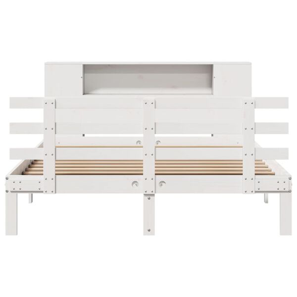 vidaXL Lit bibliothèque sans matelas blanc 140x200 cm bois pin massif