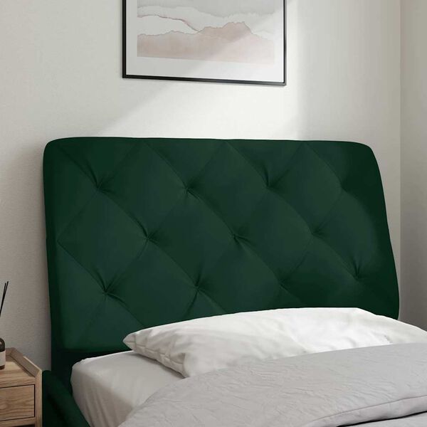 vidaXL Coussin de t&ecirc;te de lit vert fonc&eacute; 80 cm velours