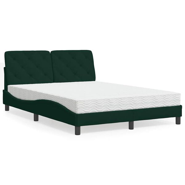 vidaXL Lit avec matelas vert fonc&eacute; 140x200 cm velours