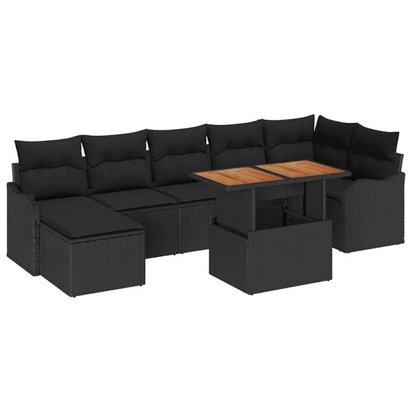 vidaXL Ensemble de canapé de jardin avec coussin 8 pcs Noir