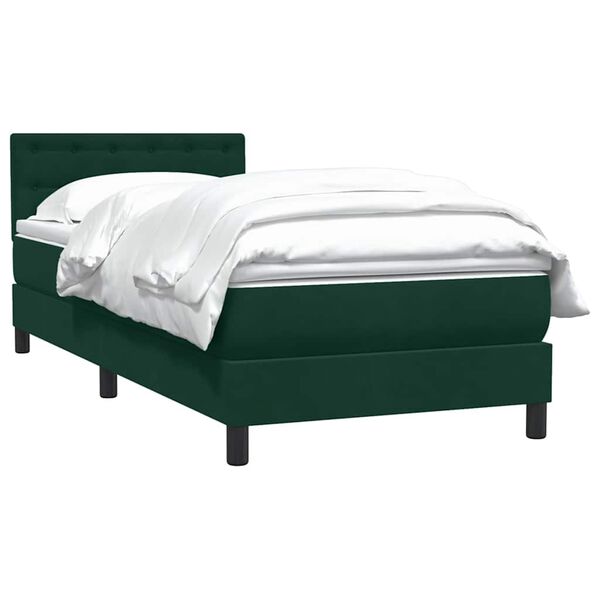 vidaXL Sommier &agrave; lattes de lit et matelas vert fonc&eacute; 80x220 cm velours