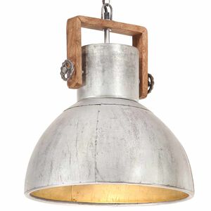 vidaXL Lampe suspendue industrielle 25 W Argent&eacute; Rond 40 cm E27