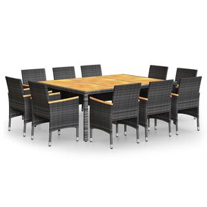 vidaXL Ensemble &agrave; manger de jardin 11 pcs r&eacute;sine tress&eacute;e gris