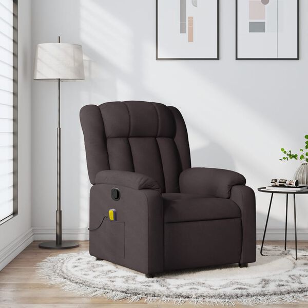 vidaXL Fauteuil de massage inclinable Marron fonc&eacute; Tissu