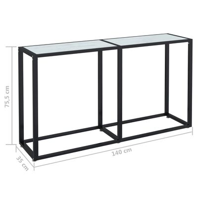 vidaXL Table console Marbre blanc 140x35x75,5 cm Verre trempé